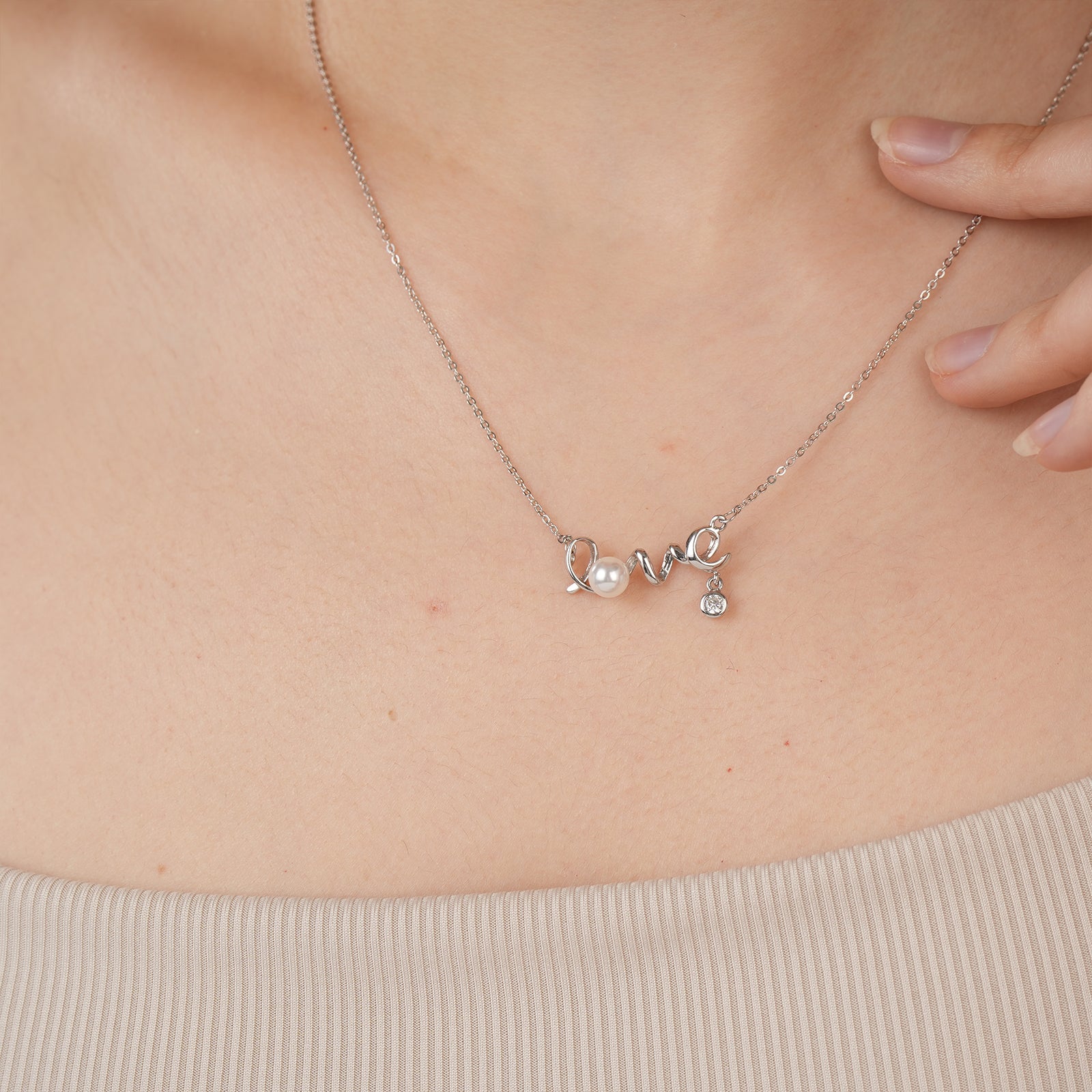 Forever Love 925 Sterling Silver Natural Freshwater Pearl Necklace-VibeCloset