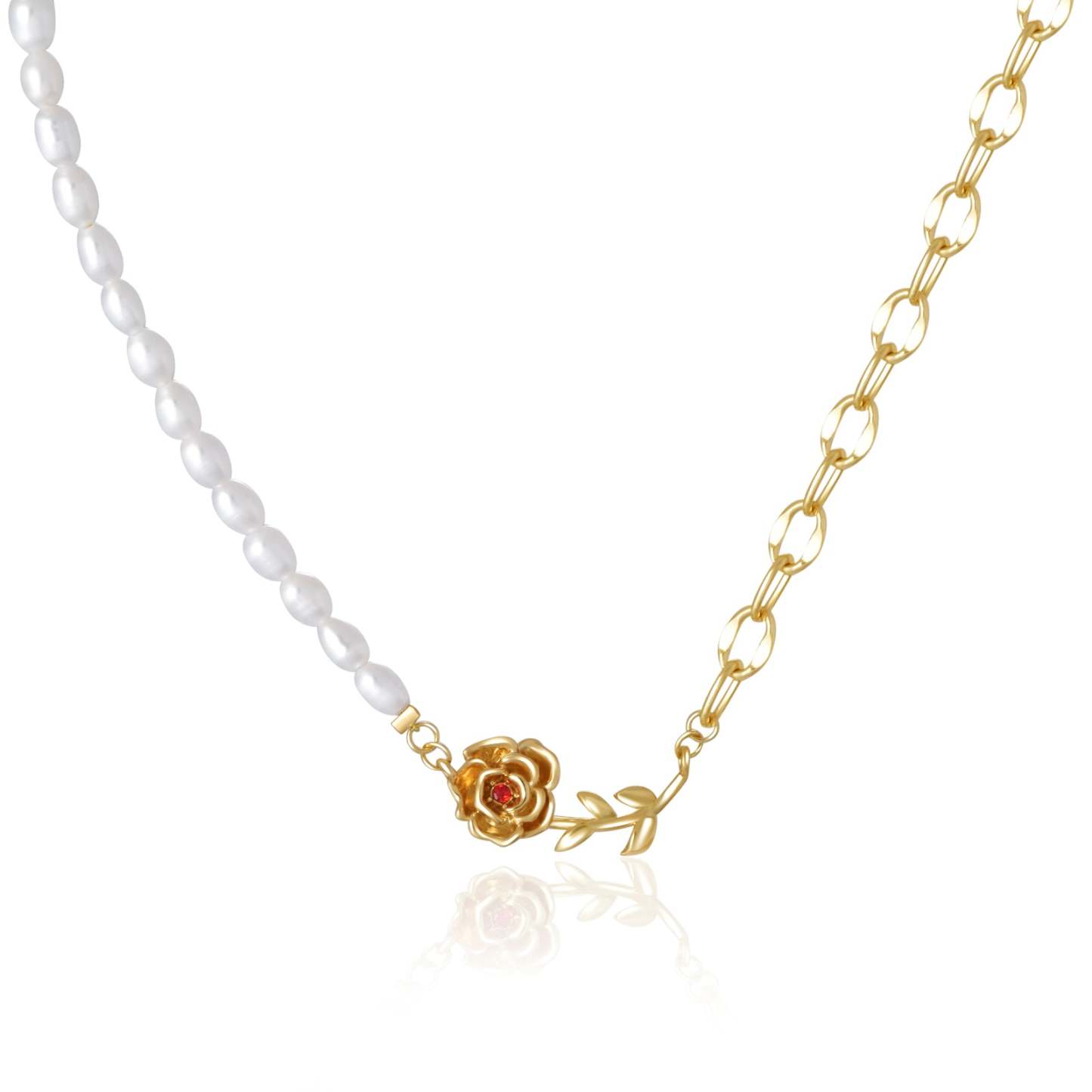 Personalized Natural Freshwater Pearl Birthday Flower Necklace-VibeCloset