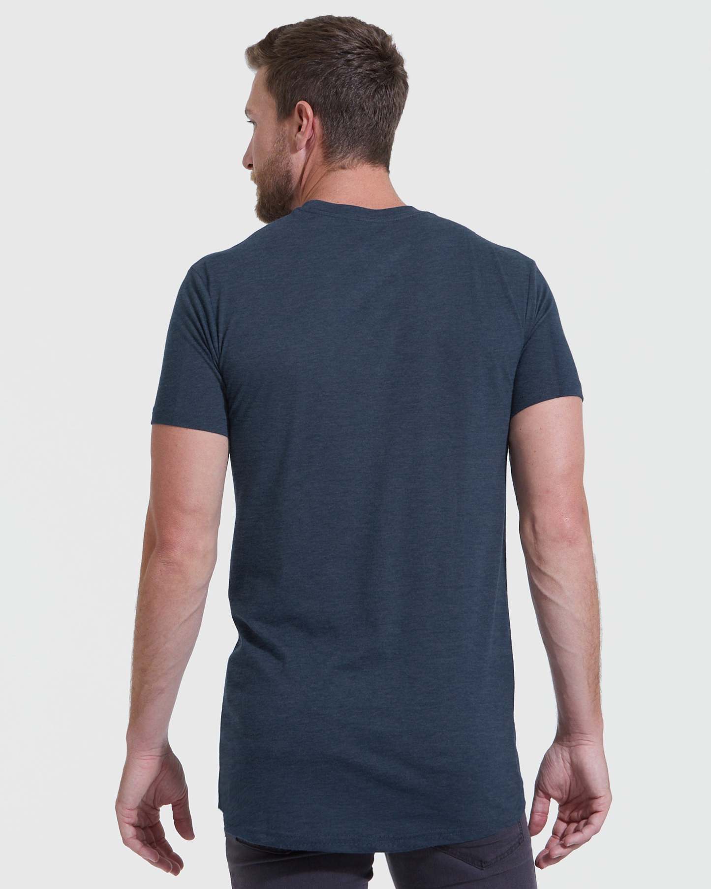 Heather Navy Tall Straight Hem Crew Neck T-Shirt-VibeCloset