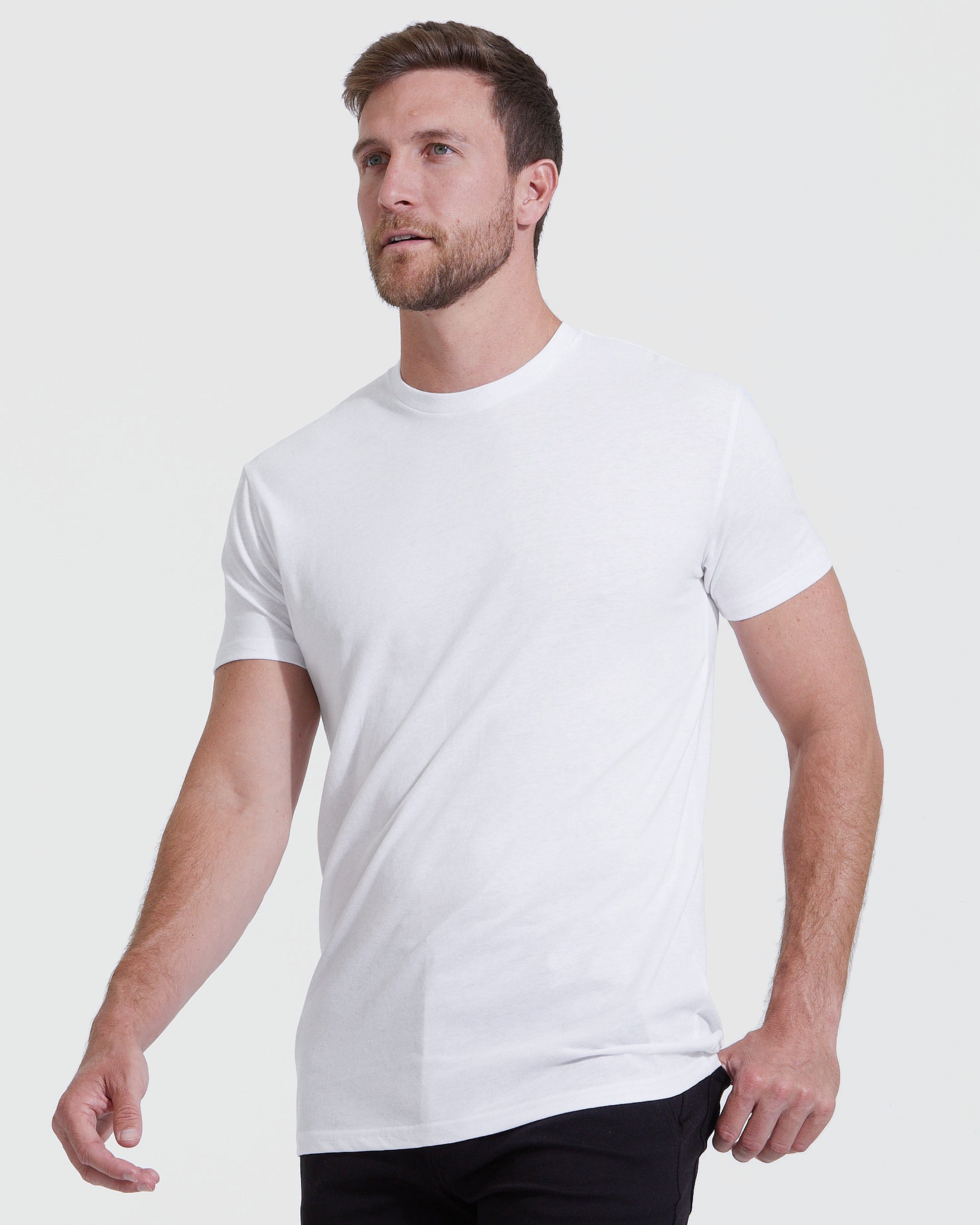 All-White Tall Straight Hem Crew Neck T-Shirt 6-Pack-VibeCloset