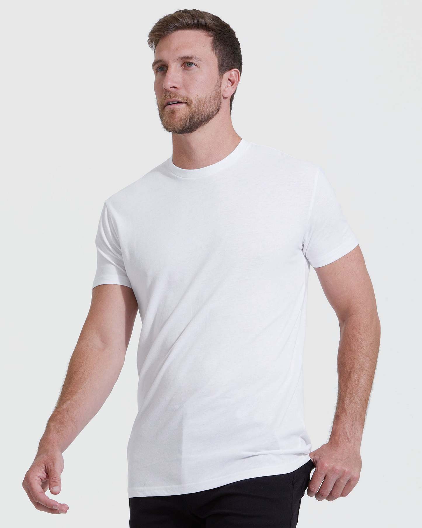 All-White Tall Straight Hem Crew Neck T-Shirt 6-Pack-VibeCloset
