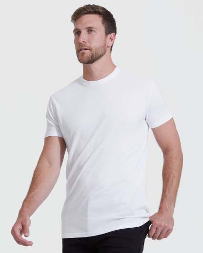 All-White Tall Straight Hem Crew Neck T-Shirt 6-Pack-VibeCloset
