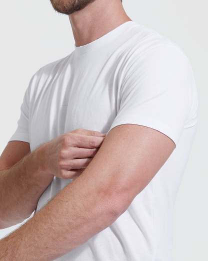 All-White Tall Straight Hem Crew Neck T-Shirt 6-Pack-VibeCloset