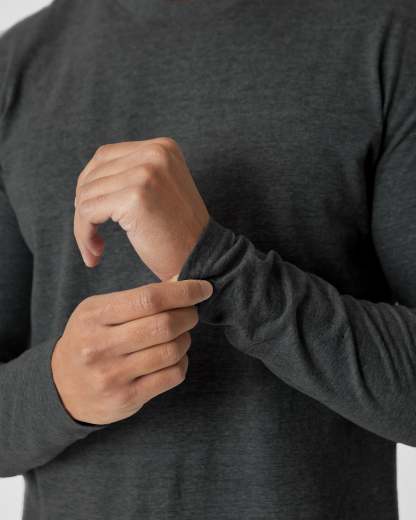 Charcoal Heather Gray Tall Long Sleeve T-Shirt-VibeCloset