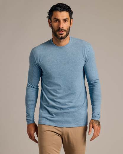 Heather Indigo Tall Long Sleeve T-Shirt-VibeCloset