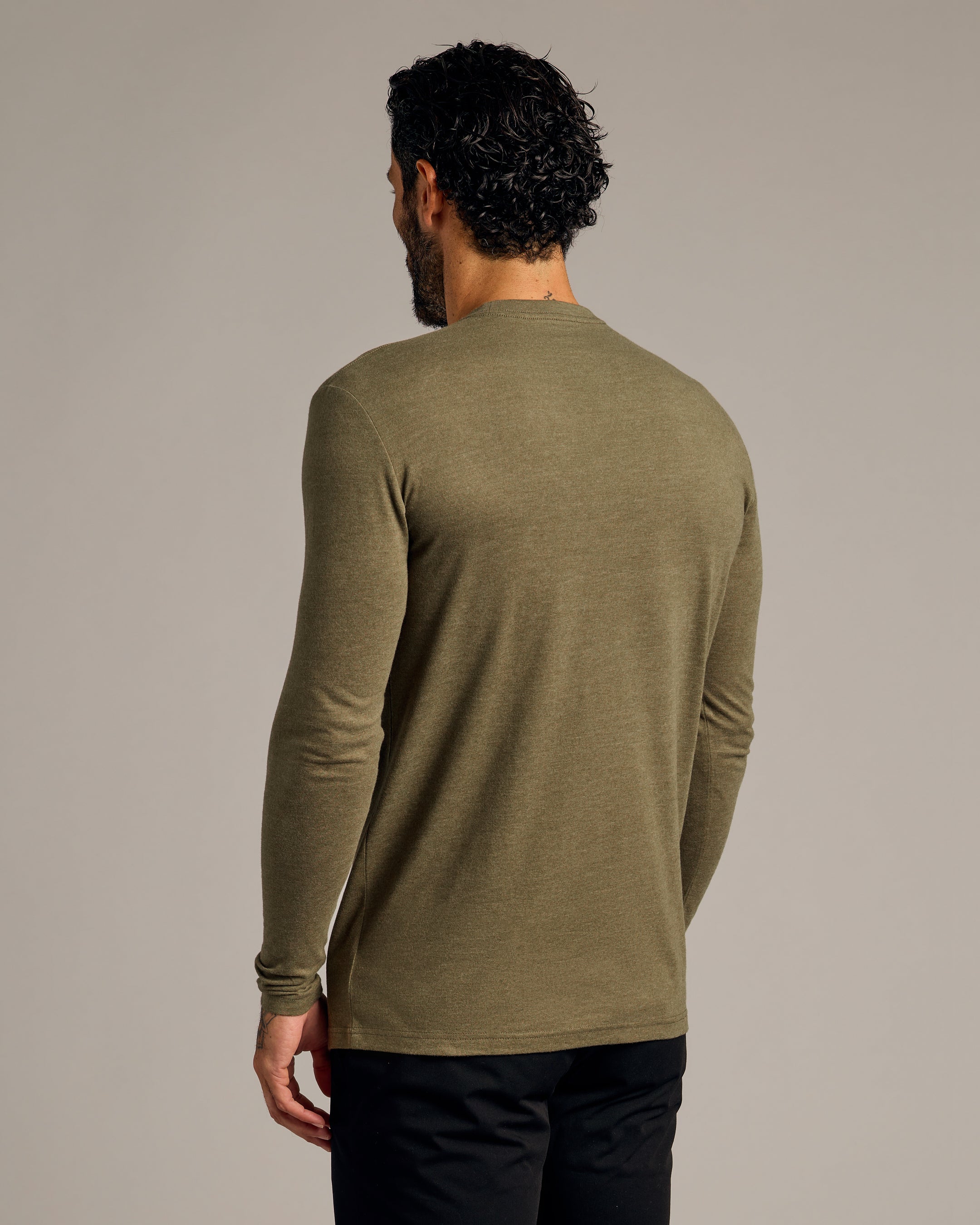 Heather Military Green Tall Long Sleeve T-Shirt-VibeCloset