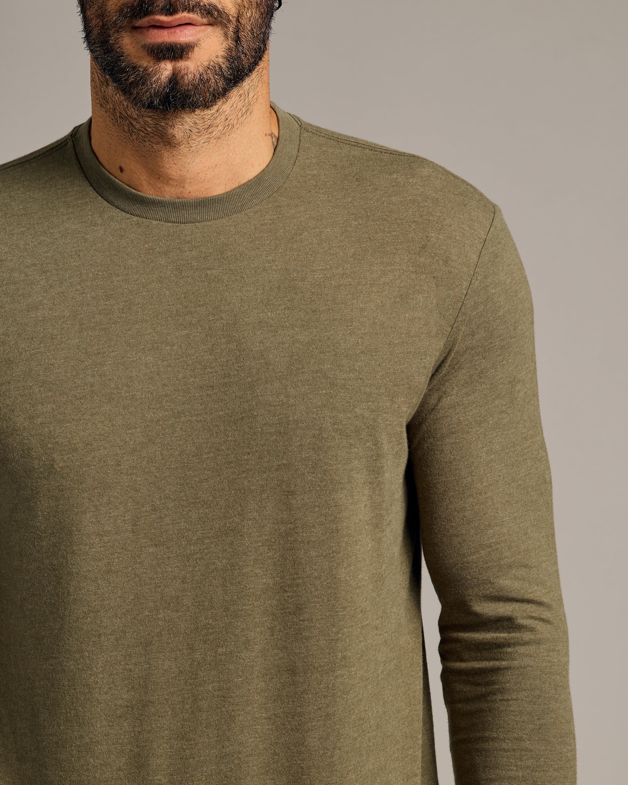 Heather Military Green Tall Long Sleeve T-Shirt-VibeCloset