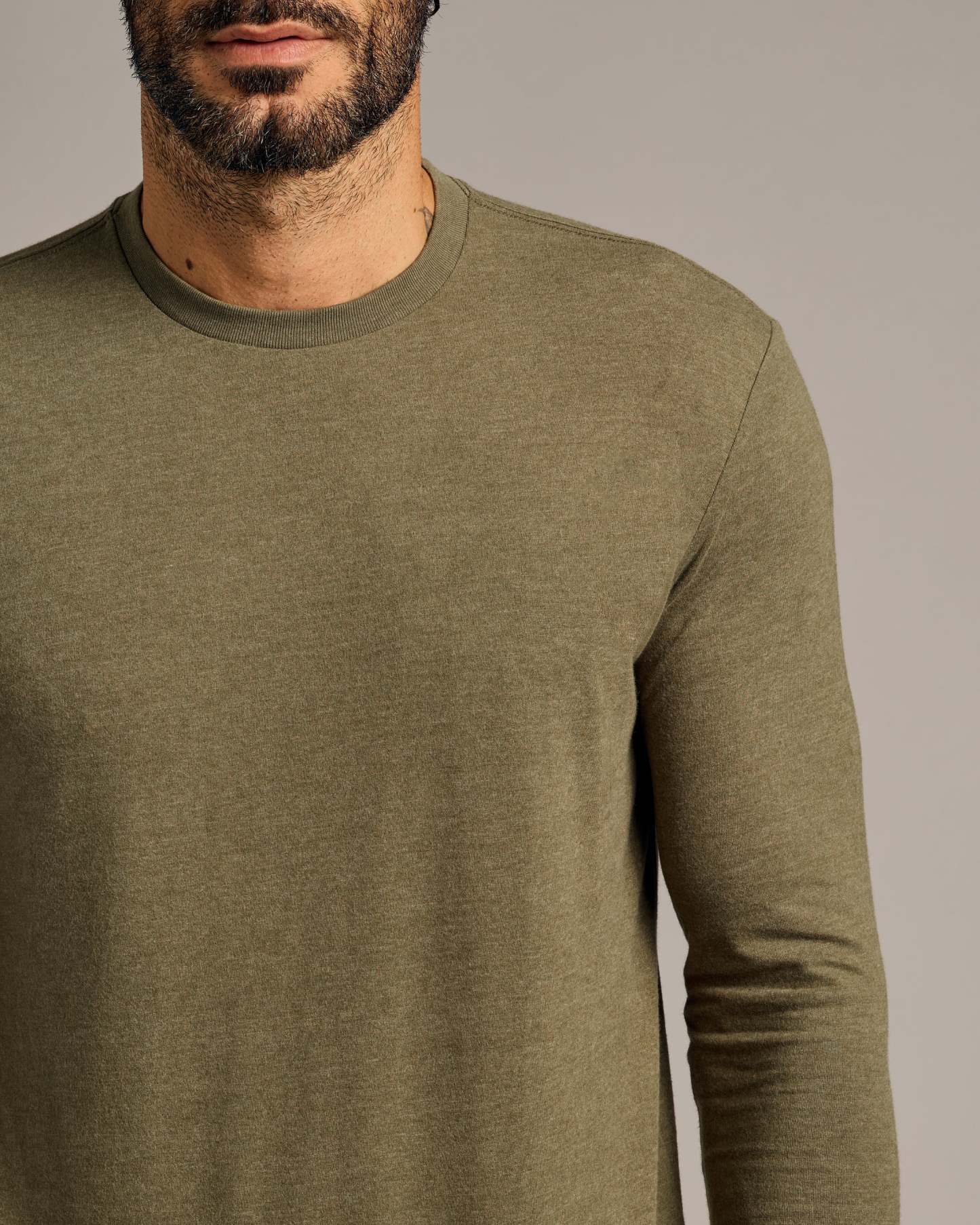 Heather Military Green Tall Long Sleeve T-Shirt-VibeCloset