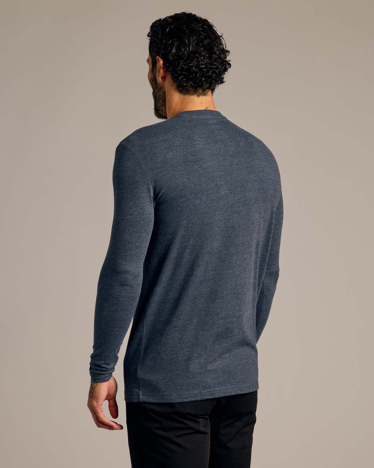 Heather Navy Tall Long Sleeve T-Shirt-VibeCloset