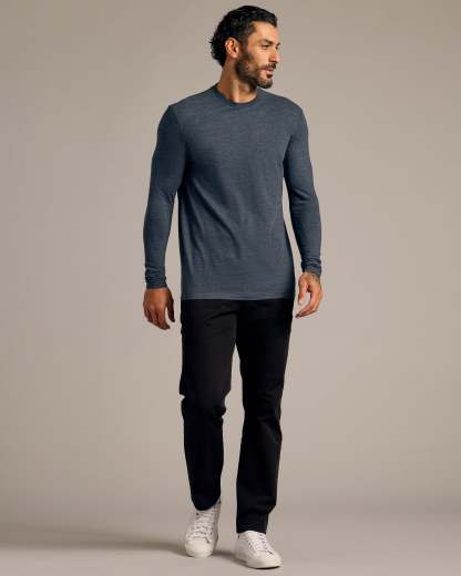 Heather Navy Tall Long Sleeve T-Shirt-VibeCloset