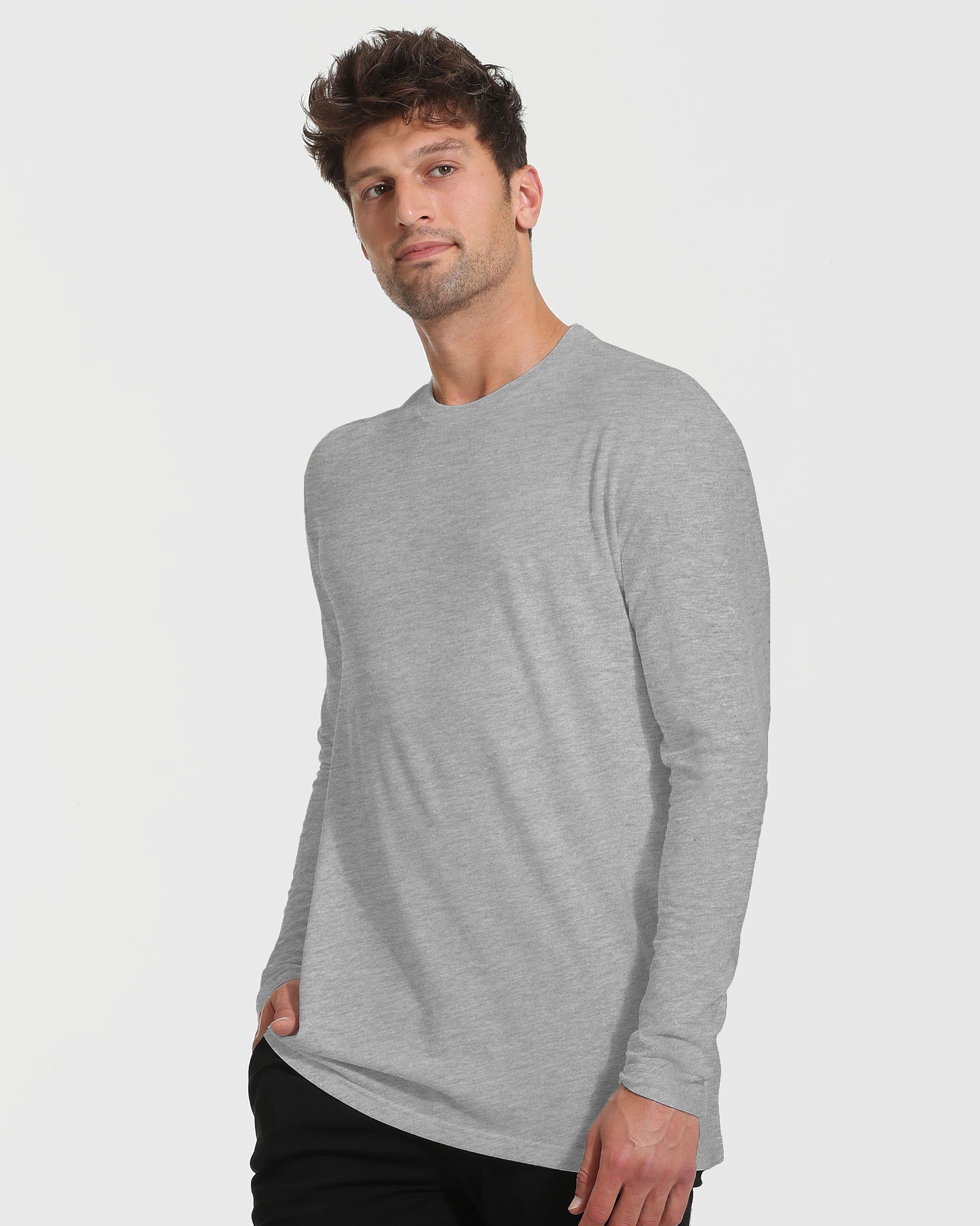 Heather Gray Tall Long Sleeve T-Shirt-VibeCloset
