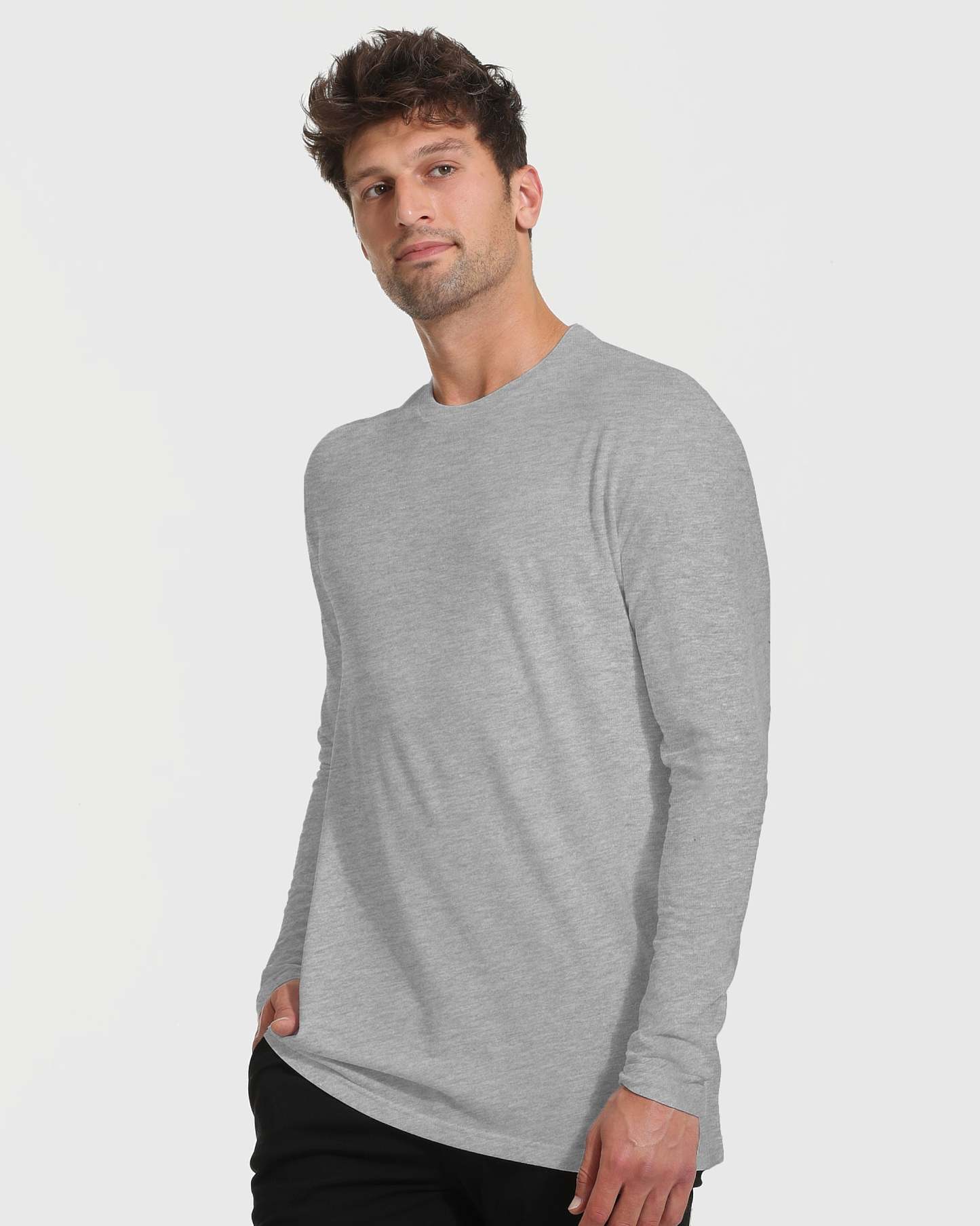 Heather Gray Tall Long Sleeve T-Shirt-VibeCloset