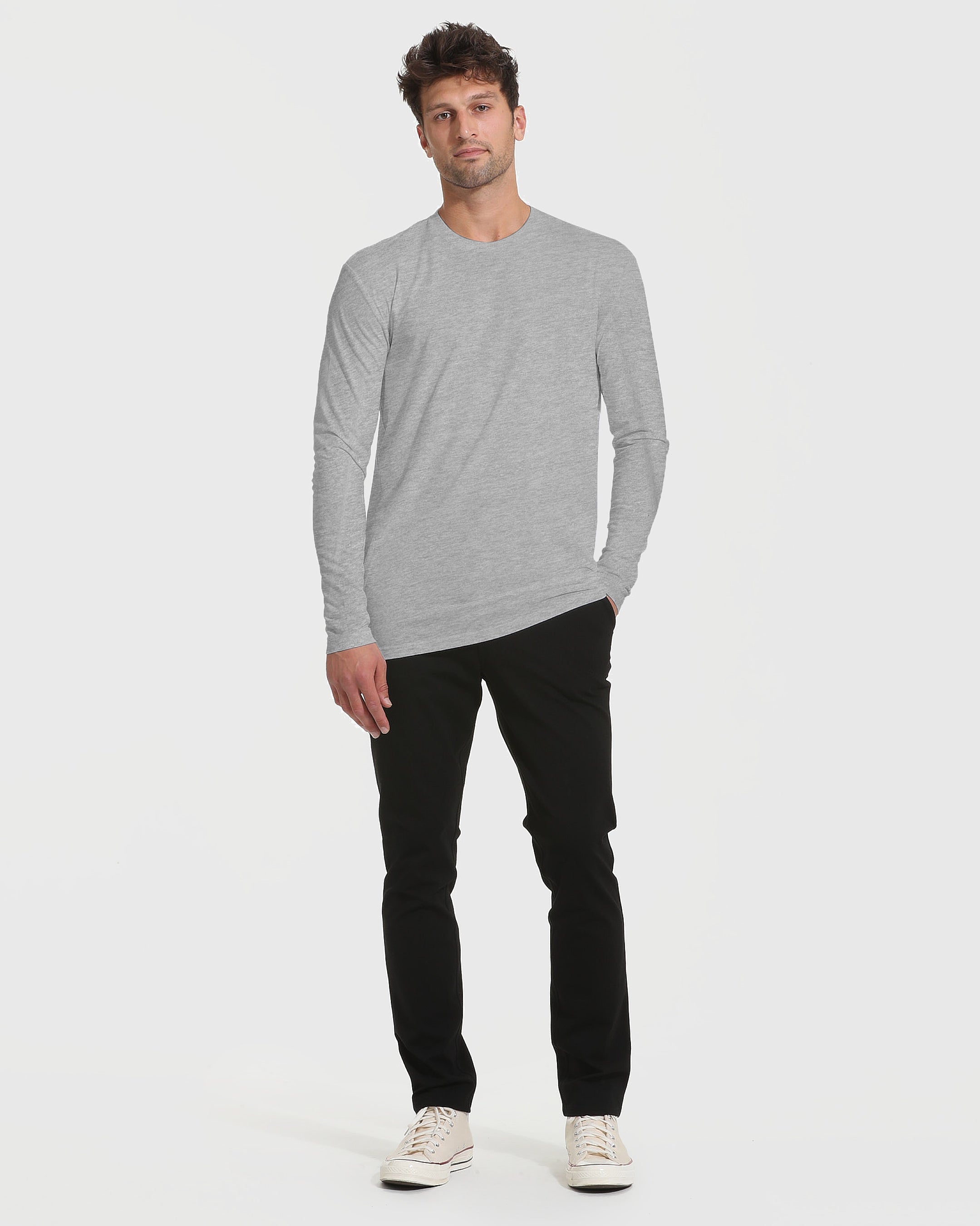 Heather Gray Tall Long Sleeve T-Shirt-VibeCloset