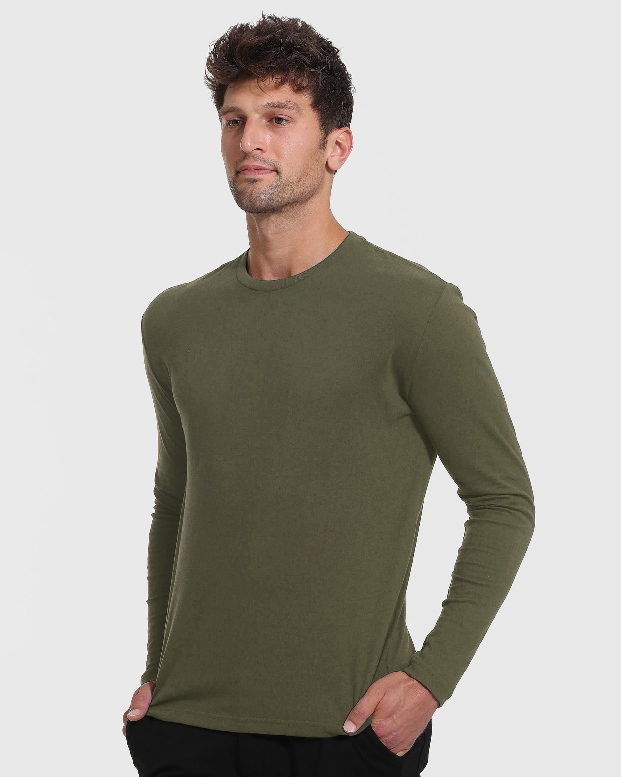 Military Green Tall Long Sleeve T-Shirt-VibeCloset