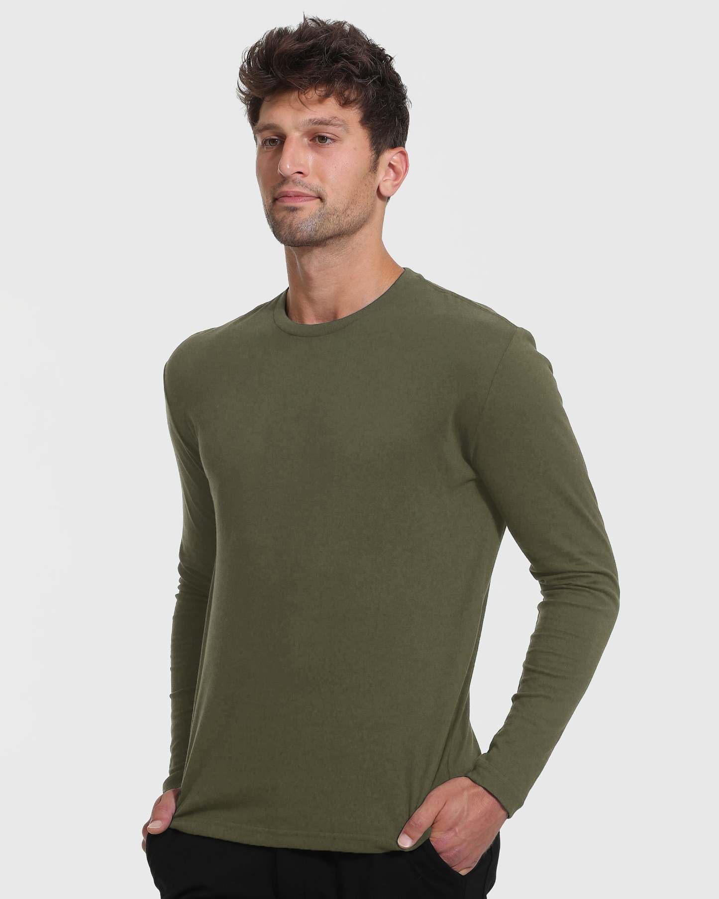 Military Green Tall Long Sleeve T-Shirt-VibeCloset