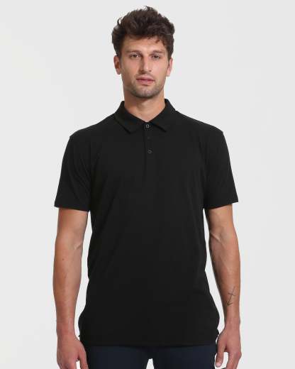 Black Short Sleeve Tall Polo-VibeCloset