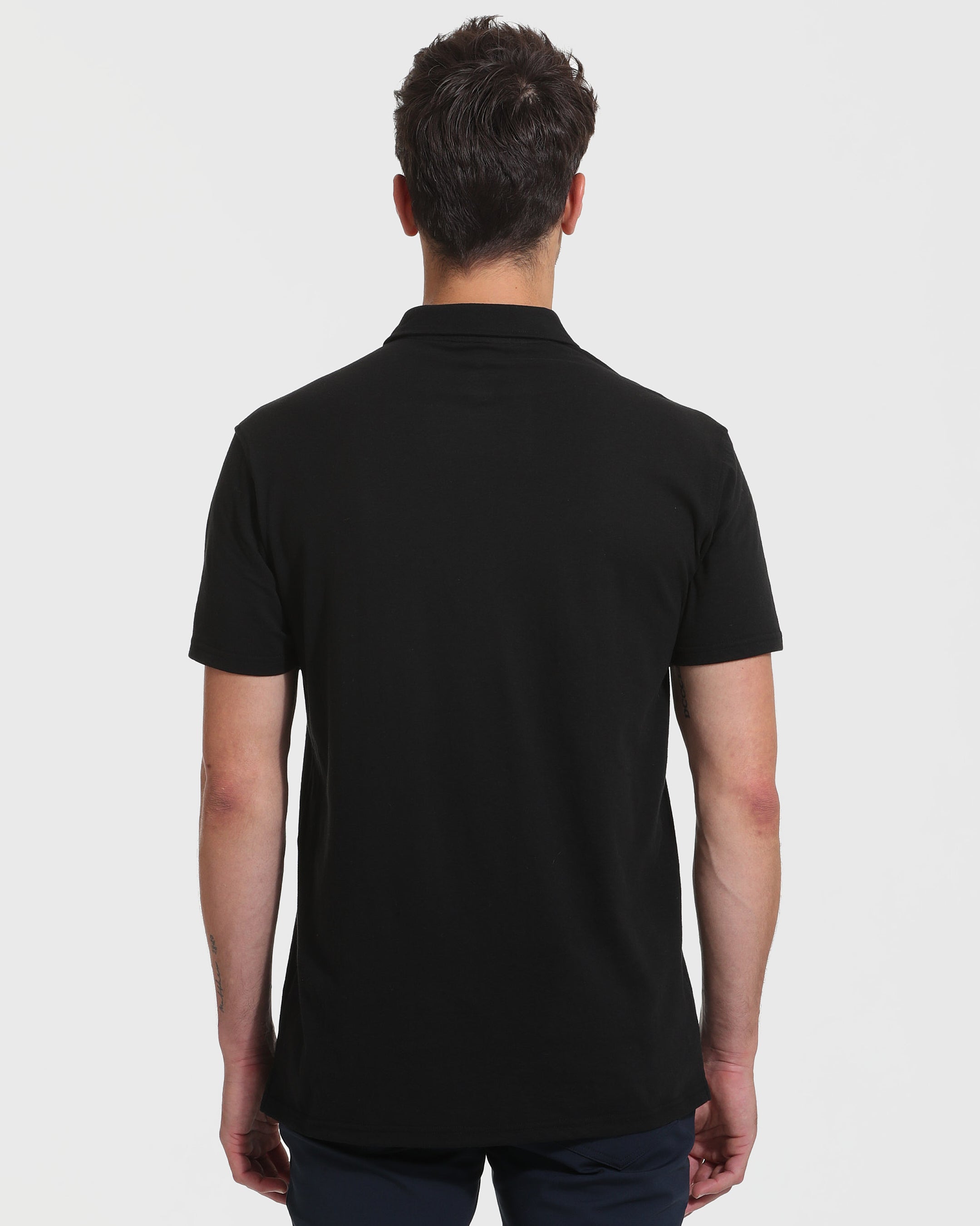 Black Short Sleeve Tall Polo-VibeCloset