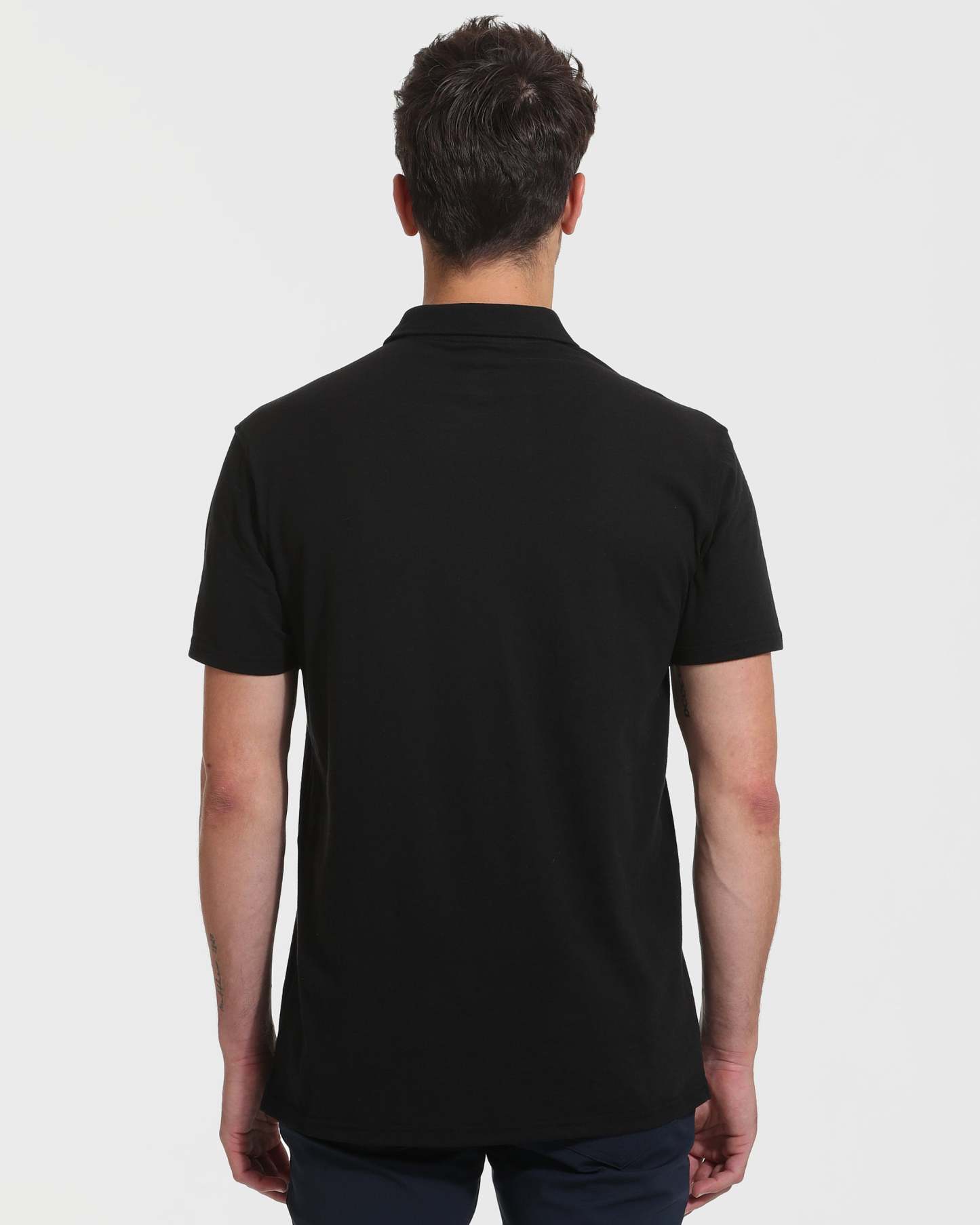 Black Short Sleeve Tall Polo-VibeCloset