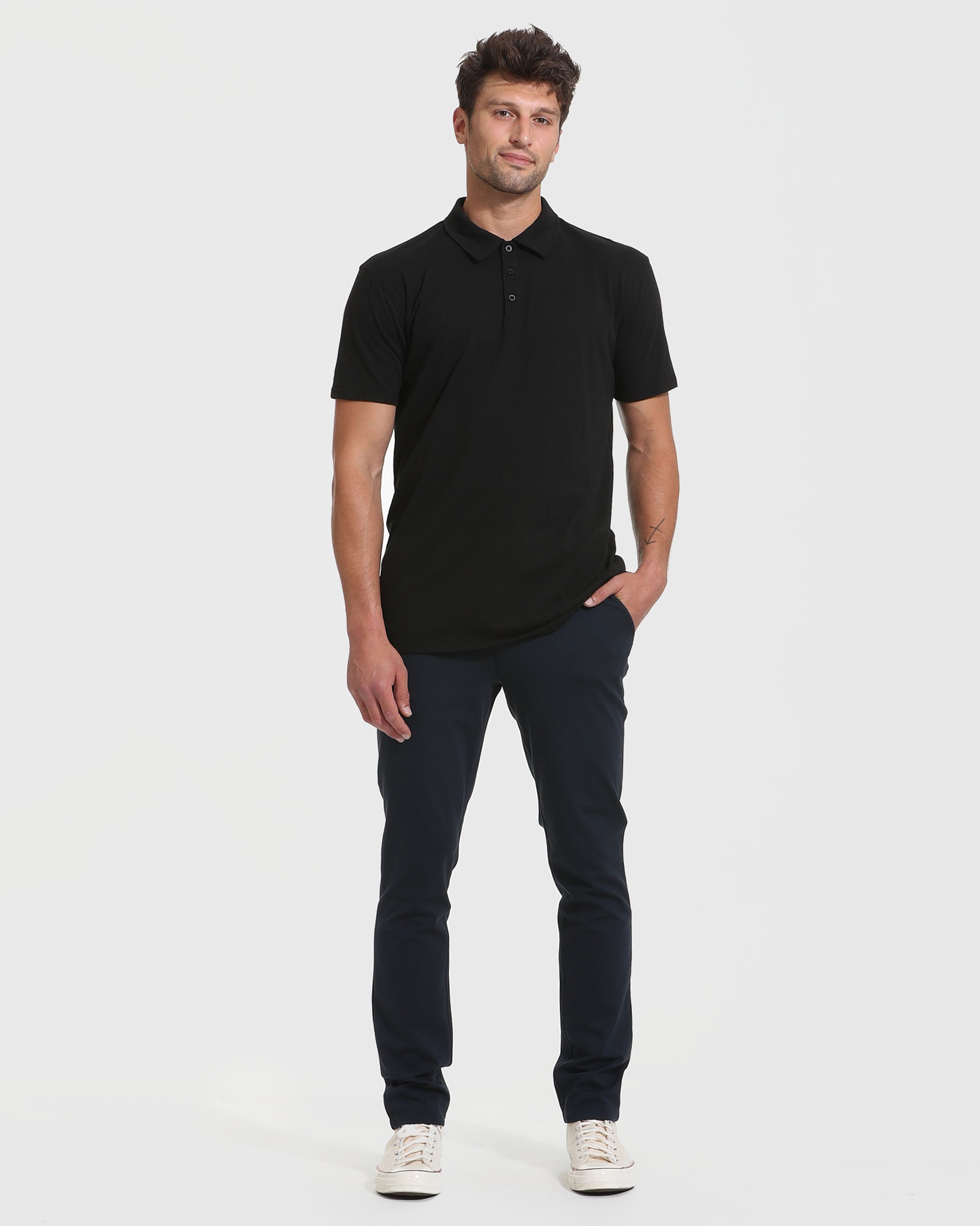Black Short Sleeve Tall Polo-VibeCloset