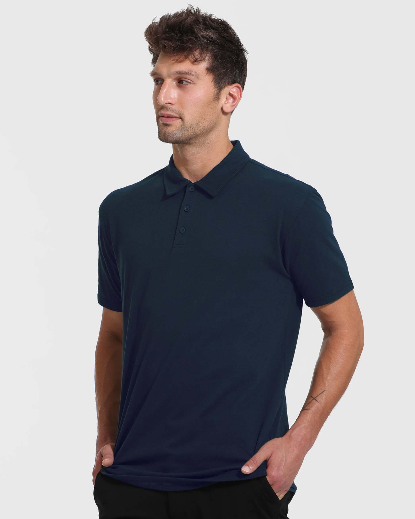 Navy Short Sleeve Tall Polo-VibeCloset