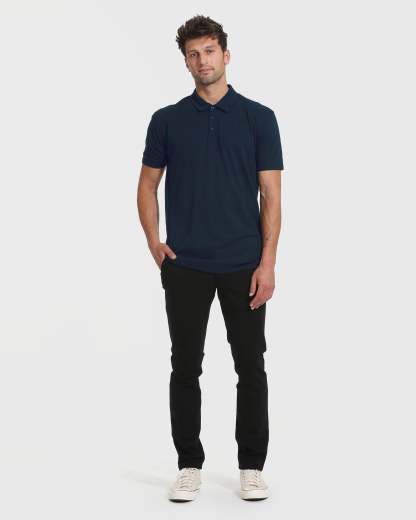 Navy Short Sleeve Tall Polo-VibeCloset