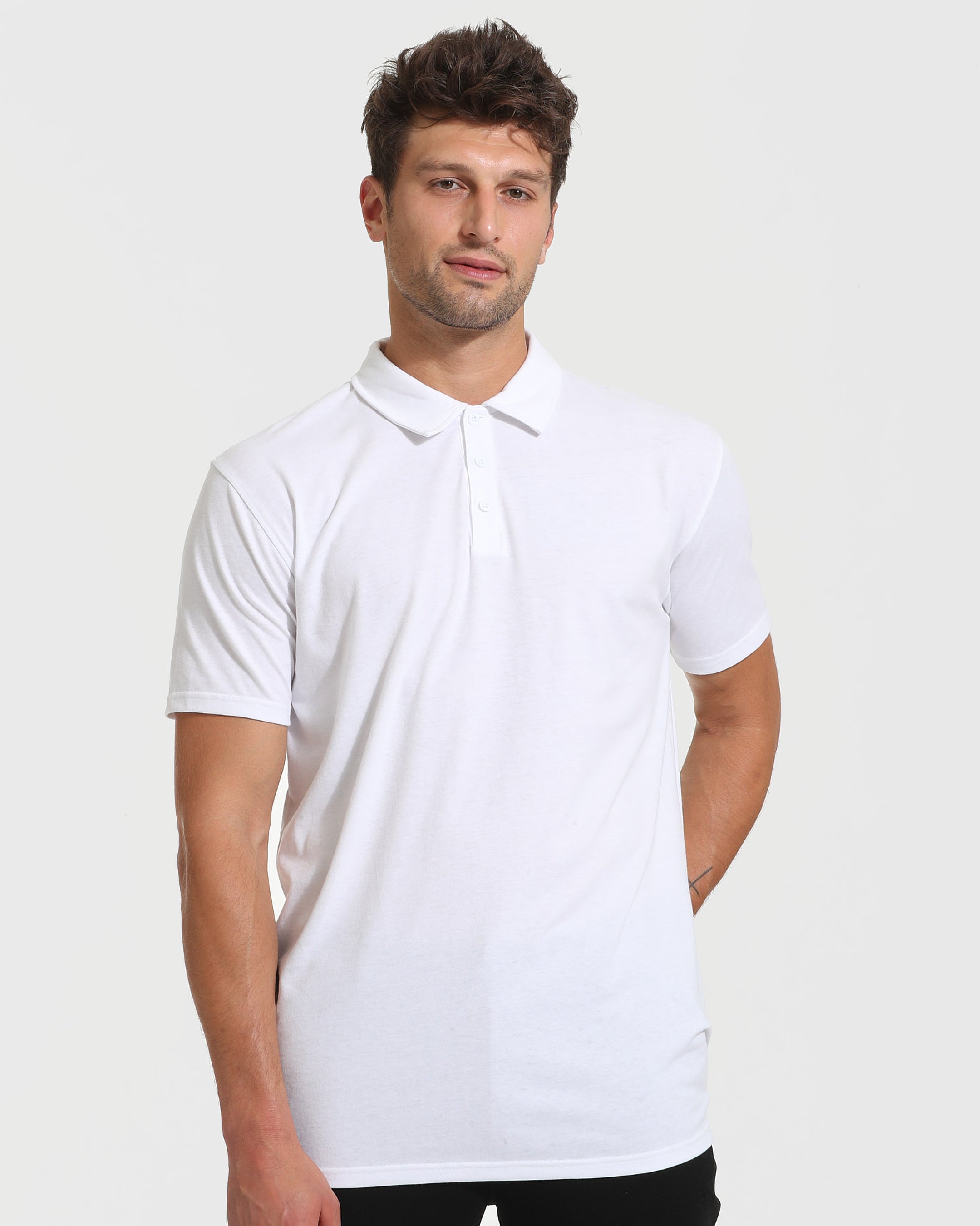 White Short Sleeve Tall Polo-VibeCloset