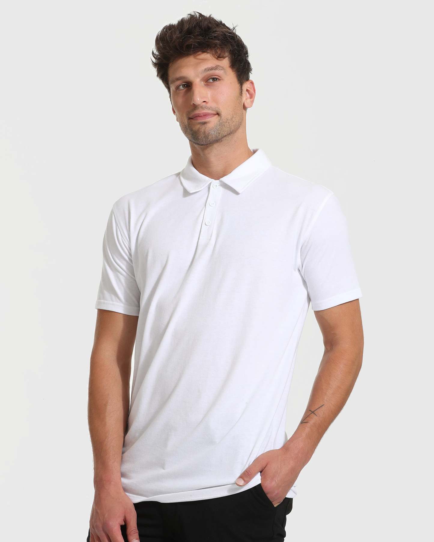 White Short Sleeve Tall Polo-VibeCloset