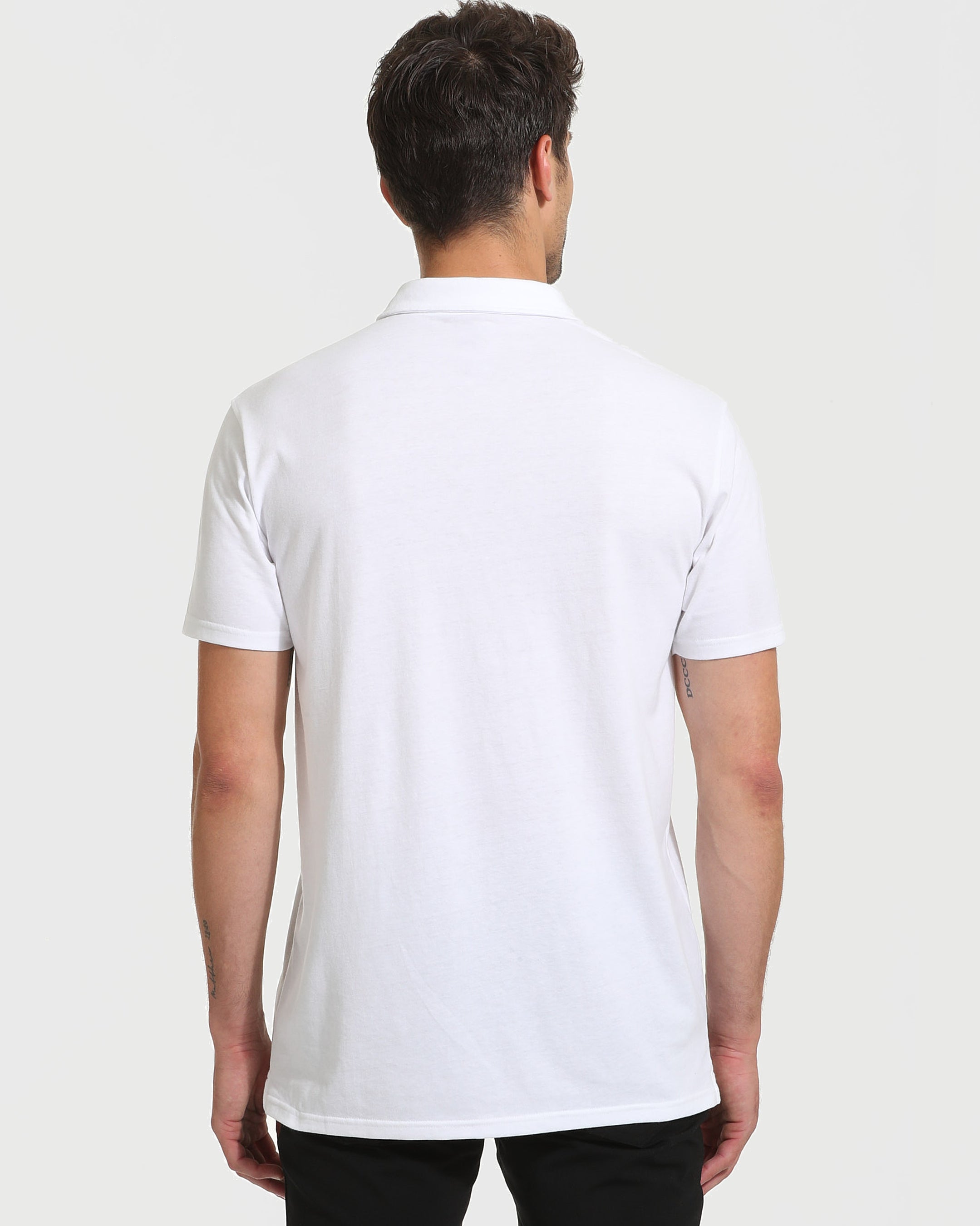White Short Sleeve Tall Polo-VibeCloset