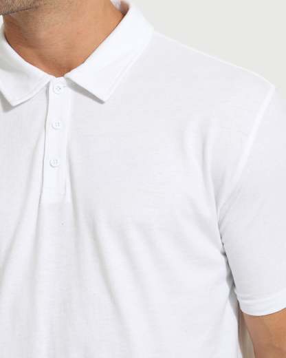 White Short Sleeve Tall Polo-VibeCloset