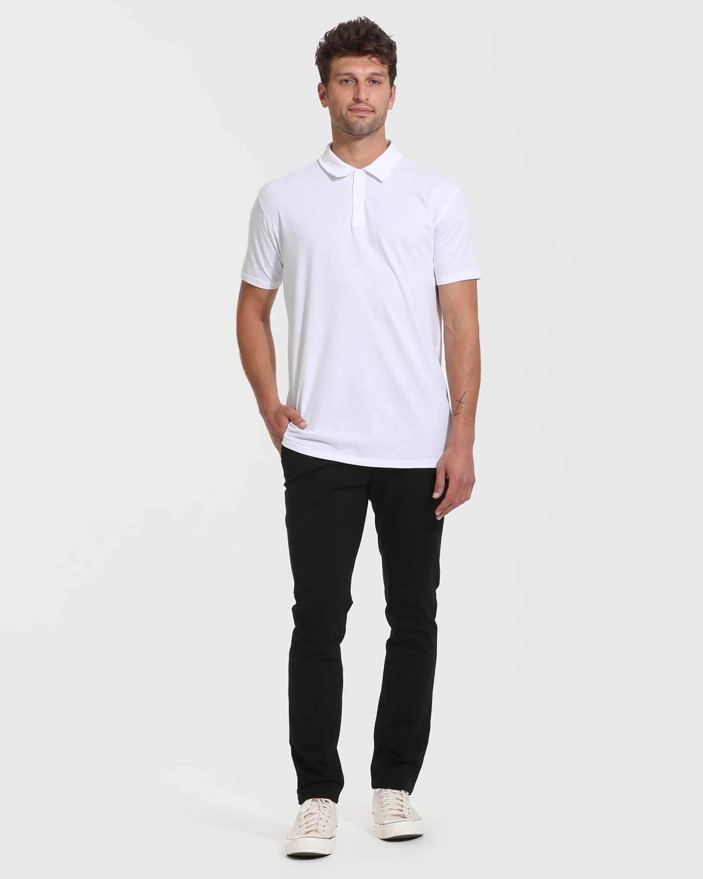 White Short Sleeve Tall Polo-VibeCloset
