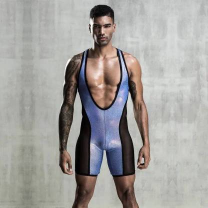 Men's Blue Passionate Mesh Tank Top-SexBodyShop