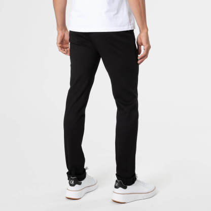 Black Slim Comfort Knit Chino Pant-VibeCloset