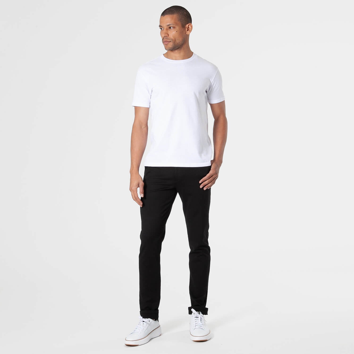 Black Slim Comfort Knit Chino Pant-VibeCloset