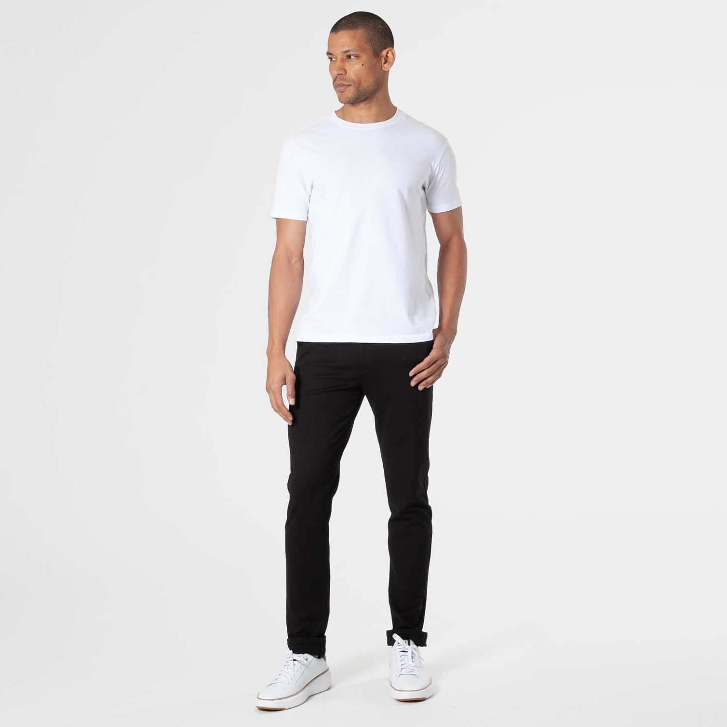 Black Slim Comfort Knit Chino Pant-VibeCloset