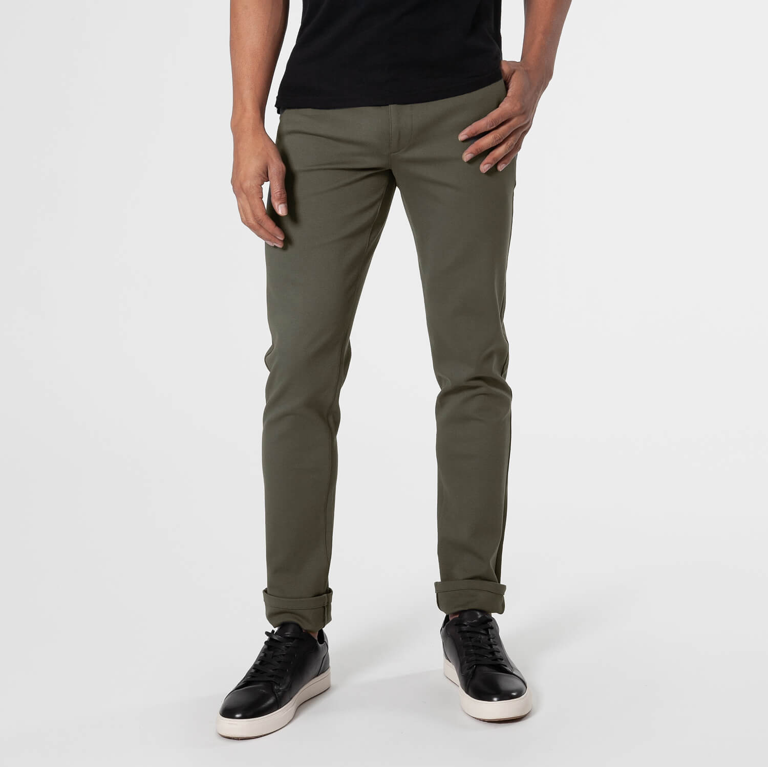 Military Green Slim Comfort Knit Chino Pant-VibeCloset