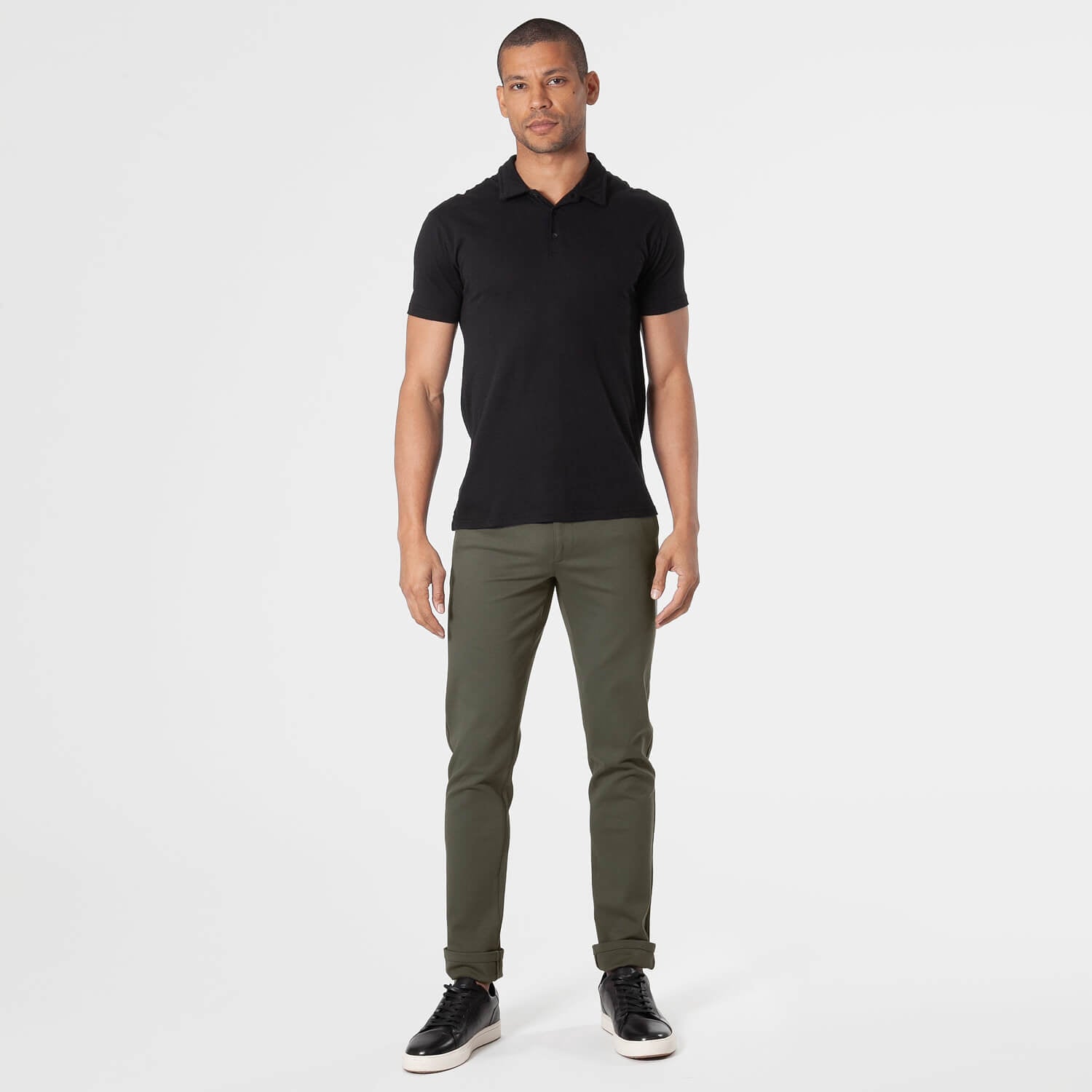 Military Green Slim Comfort Knit Chino Pant-VibeCloset