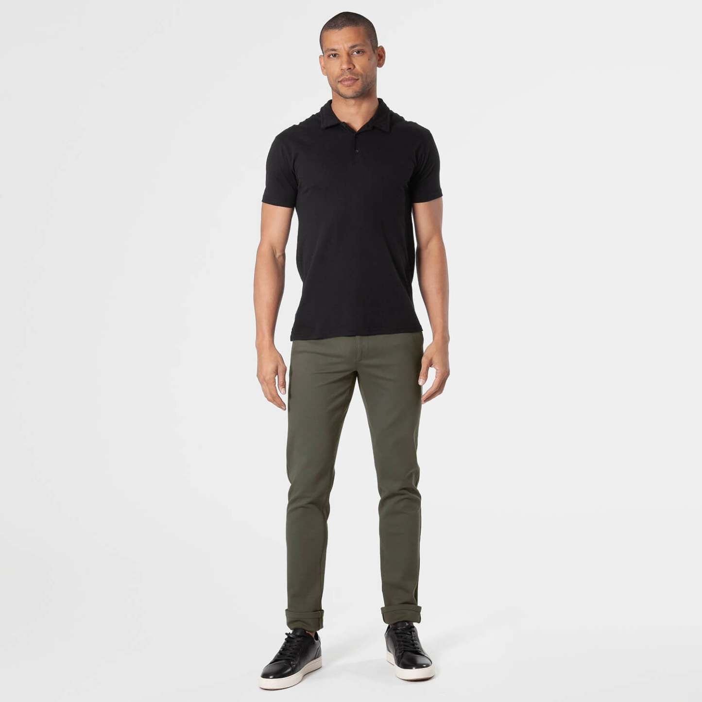 Military Green Slim Comfort Knit Chino Pant-VibeCloset