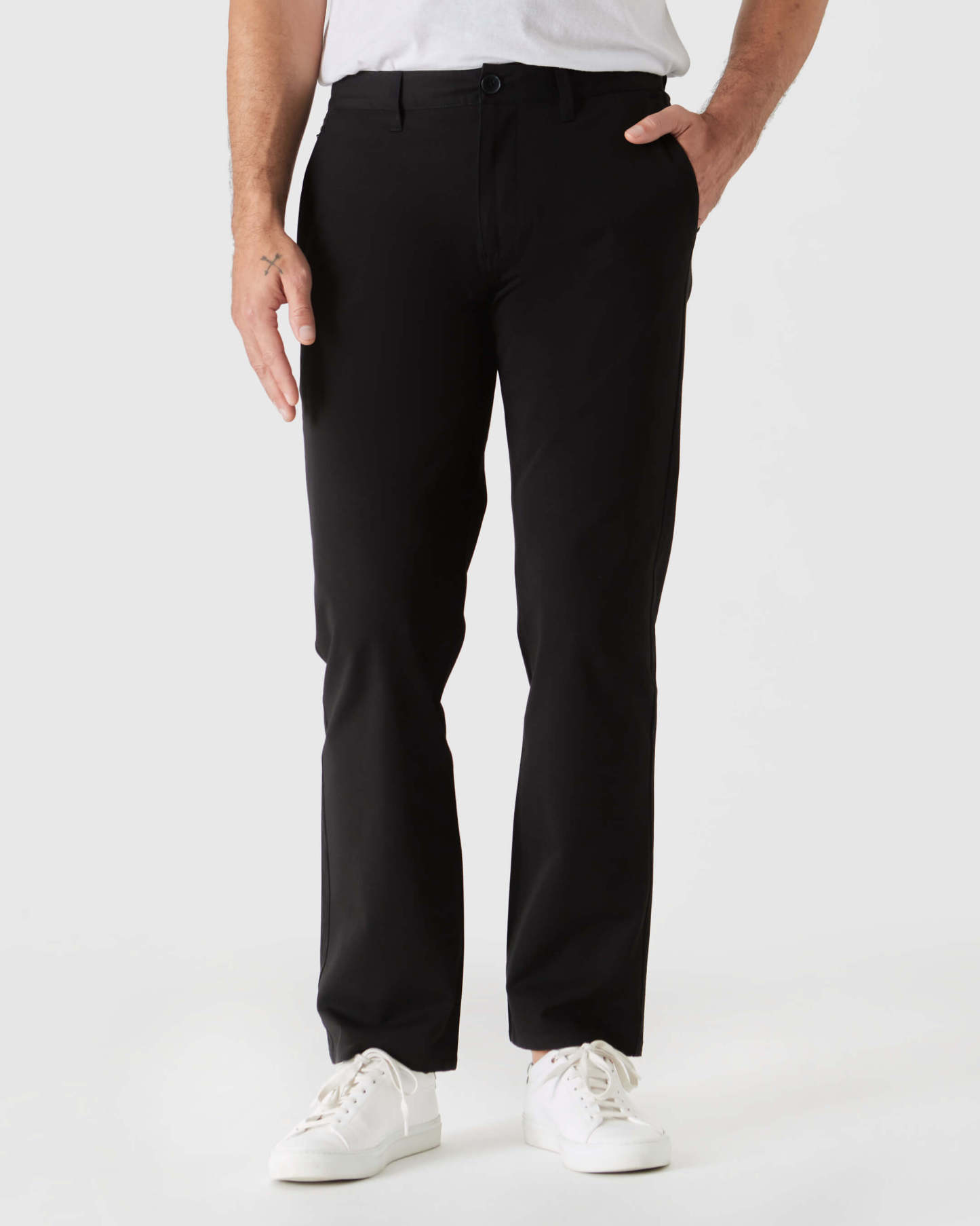 Black Straight Twill Chino Pant-VibeCloset