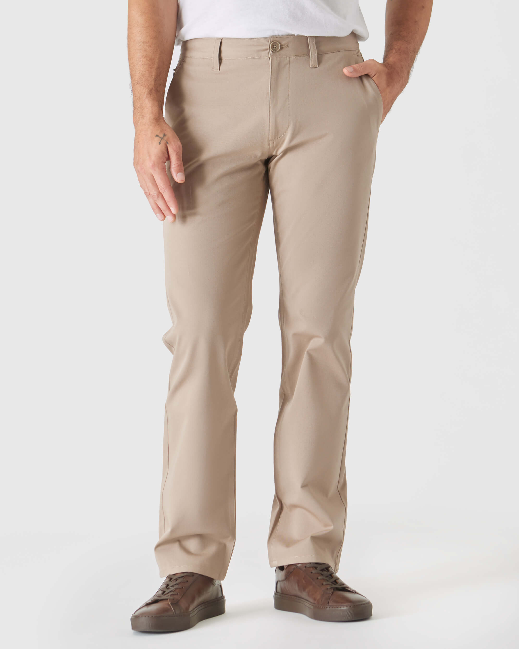 Khaki Straight Twill Chino Pant-VibeCloset