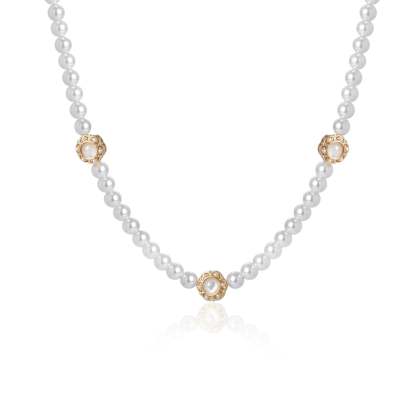 7.5-8mm Round Pearl Vintage Flower Necklace-VibeCloset