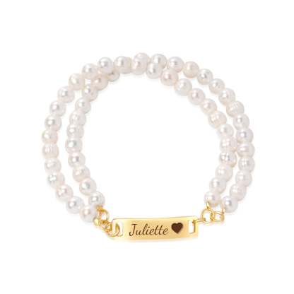 Personalized Name Bracelet - Stranded Natural Freshwater Pearls Bracelet-VibeCloset