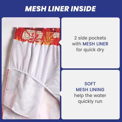 5.5 Inch Inseam Red Sakura Swim Trunks-VibeCloset