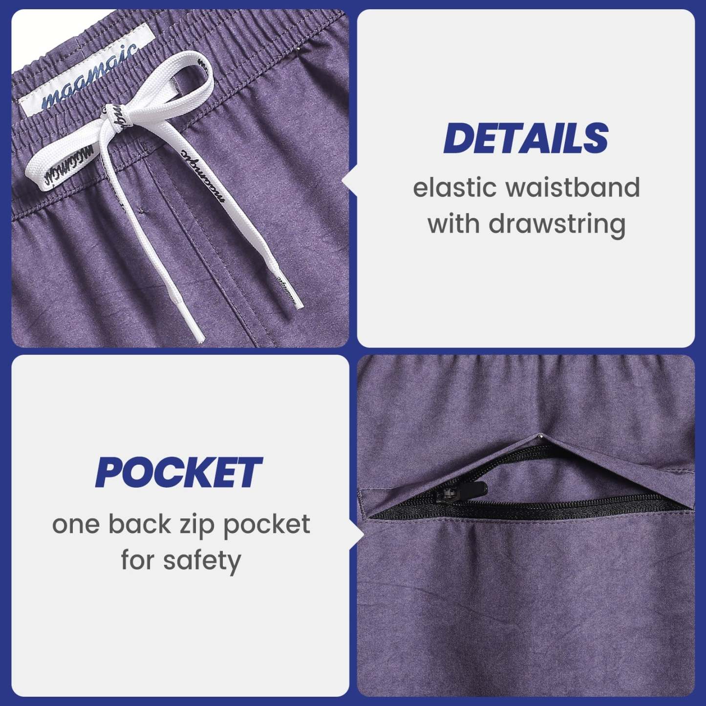 5.5 Inch Inseam Stretch Solid Purple Swim Trunks-VibeCloset