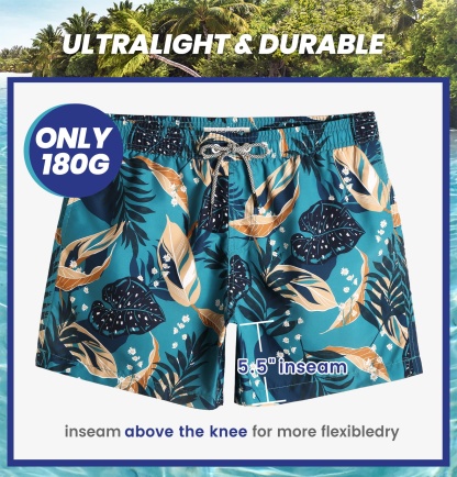 5.5 Inch Inseam Tropical Forest Swim Trunks-VibeCloset