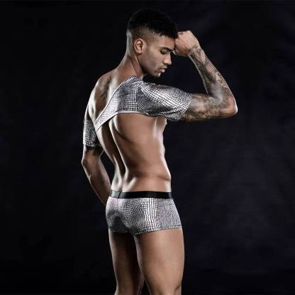 Men's White Snakeskin Harness&Boxers-SexBodyShop