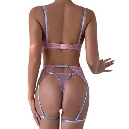 Pink&Purple lace Strappy Bra&Garted Set-SexBodyShop