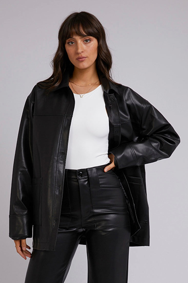 Eve Black Luxe Shacket-VibeCloset