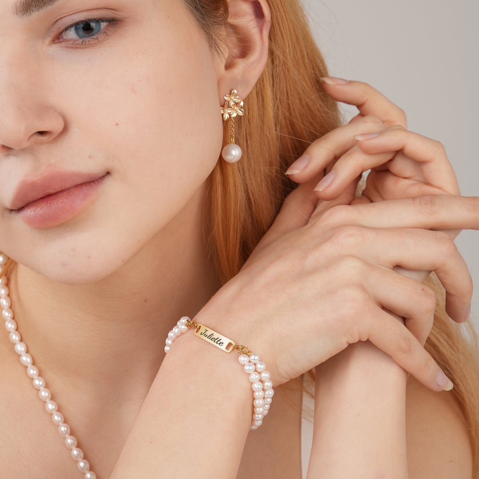 Personalized Name Bracelet - Stranded Natural Freshwater Pearls Bracelet-VibeCloset