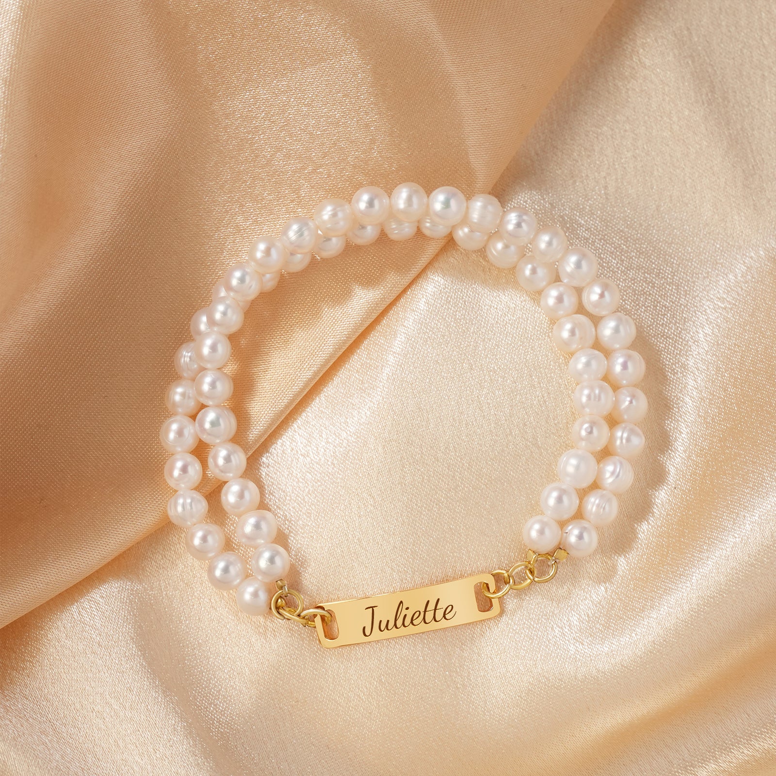 Personalized Name Bracelet - Stranded Natural Freshwater Pearls Bracelet-VibeCloset