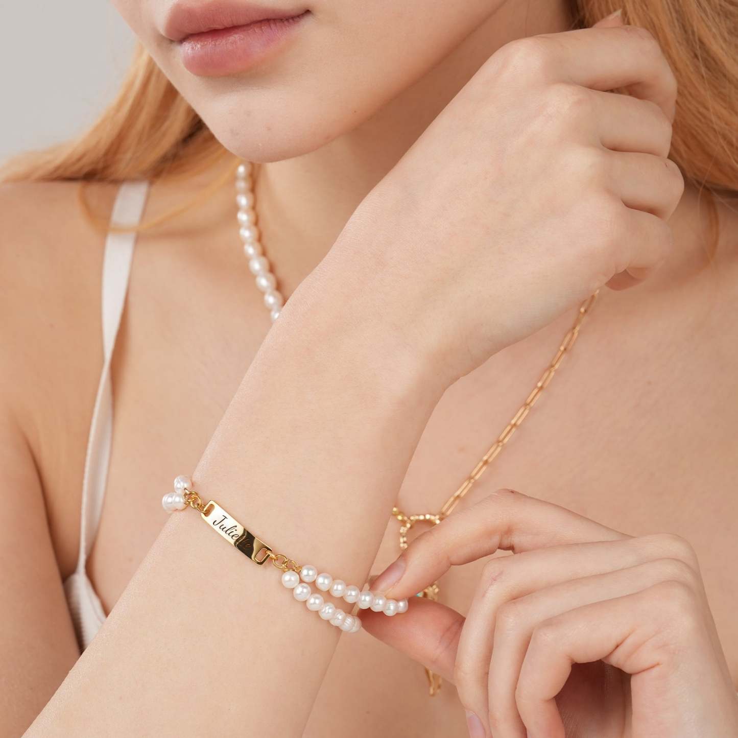 Personalized Name Bracelet - Stranded Natural Freshwater Pearls Bracelet-VibeCloset